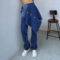 Pantalones de ropa especiales de Women's Jeans Style Style 2022 Autumn Fashion Fake Coat Bailing Denim