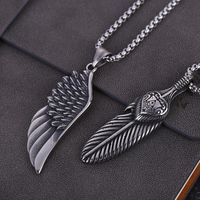 Pendant Necklaces Angel Half Wing Feather Necklace Fashion L...