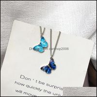 Colliers de boucles pendentifs Bijoux Butterfly Collier New Fashion Blue Pendentif For Women Girls Drop Livrot 2021 739d2