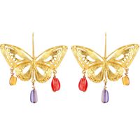 Dangle Chandelier Vintage Gold Color Butterfly أقراط للمرأة 2022 الاتجاه البوهيمي العطلات