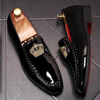 New arrival Men charming glitter embroidery crown gentleman Shoes Male Wedding Homecoming Evening Groom Prom flats Dress Loafers 32347