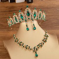 Collar de aretes Moda de lujo Mujeres Juegos de joyería de novia para vestidos de novia Tiaras Crown Bride Set Accesorios de disfraces Aruntos