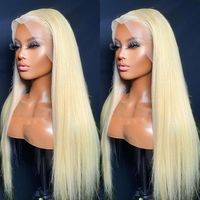 Straight 613 Blonde Lace Front Wig Human Hair Brazilian Colo...