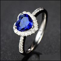 Pierścienie zespołu biżuteria moda biżuteria Sier-spłana królewskie niebieskie szafirowe pierścień w kolorze pierścienia szlachetnego Dostawa 2021 1lzwa