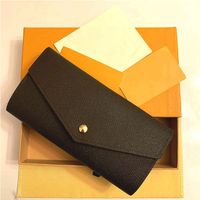 Good PORTEFEUILLE SARAH WALLET. High Quality Womens Fashion Envelope-style Long Wallet Card Holder Case Iconic Brown Waterproof Ca234L