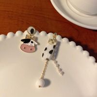 Stud coreano contratou brincos de vaca para mulheres fofas de animal amoroso coração berço assimétrico Sweet Temperament JewelryStud