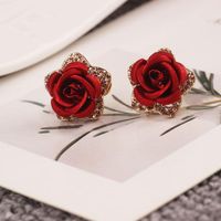 Estudação rosa dourado rosa Brincos de flores vermelhas azul roxo cz doce para mulheres gotas de jóias de joias atacadesalestud