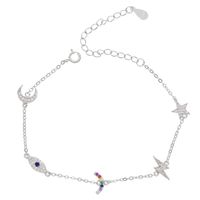 Whole-925 sterling silver cute lovely charm link chain bracelet for women rainbow moon star lucky eye dainty minimal charming 259i