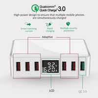 Multipts 6 USB Charger QC3.0 Quick Fast Travel Power Adapter Station Digital Display Comphone Chargers277r