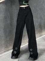 سروال نسائي كابريس إيمو جينز 2022 الصيف على شكل قلب هاراجوكو أزياء الجنية الجنية