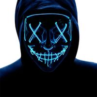Party Masks Halloween Mask Light Up Hacker Purge Scary LED F...