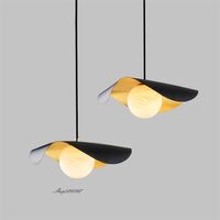 İskandinav tasarımcı kolye ışıkları siyah lotus yaprağı asılı lamba cam top lambalar yaşam dekor yemek odası mobilya hanglamp 220721