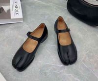 Fashion- Niche leather flat sole split toe shoes women' s...
