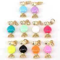 Pendant Necklaces 10Pcs Colorful Enamel Candy Shape Gold Fil...