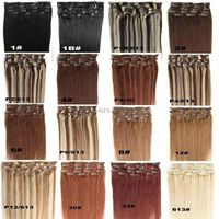 16 -24 inch Blond Black Brown Silky Straight Clip in Human Hair Extensions 70g 100g Brazilian indian remy hair for Full Head293m