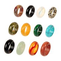 10pcs Mixed Random Color Natural Stone Smooth Agate Fashion Finger Rings Jewelry for Women Men Real Assorted Quartz Crystal B275a