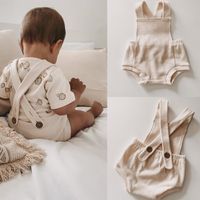 Jumpsuits 6 Colors Summer Born Baby Girls Boy Ribbed Solid S...