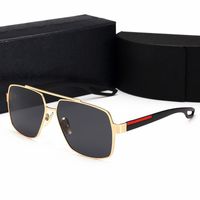 نظارة شمسية رجعية مستقطبة للرجال المصمم رعاة الذهب مطلي بالذهب المربع العلامة التجارية نظارات أزياء أزياء