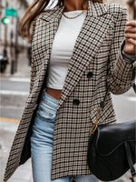Kadınlar Suits Blazers Ekose Blazer Ceket Kadın Bahar Sonbahar Uzun Kollu Slim Haki Kadın Kats 2022 Sonbahar Zarif Ofis Takım