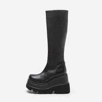 Women Boots American 43 Gothic Style Thick Soled Motorcycle Knight Below the Knee Big Head Show Thin High Tube Female 0709