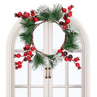 Decorative Flowers & Wreaths Simulation Plant Graduation Decoration Berry Wall Door Candle Ring Stamen Wreath Holiday Party Red Fruit Pine N