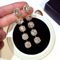 Whole-new ins luxury designer diamond rhinestone zircon exaggerated dangle chandelier stud fashion earrings for woman girls269k