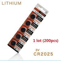 200 st 1 Lot Batterier CR2025 3V LITHIUM LI JON-BUTLE CELLBATTERY CR 2025 3 Volt Li-ion-mynt för Watch237m