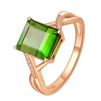 Mode sieraden luxe smaragdgroene toermalijn ring 18k vergulde diamanten prinses gesneden edelsteen ring elektic