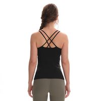 Yoga Vest Solid Color with Chest Pad Cross Back Tanks Camis Shockproof Tops Running Fitness Sports Bras Gym Clothes Women Underwea309J