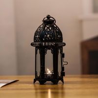 Candle Holders Windproof Moroccan Glass Panels Candlestick C...