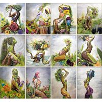 Paintings DIY Body Painting Picture By Numbers For Adults Flowers Acrylic Paint Woman Oil Canvas Draw 20x30cm No Frame Home Decor Gift