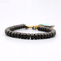 Tibetan Lucky Buddhist Black Coconut Shell Braided Bracelets OM Mani Padme Hum Meditation Mens Bracelet2727