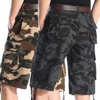 Pantanos cortos de hombres camuflaios Cargo Men de verano Casual 100% algodón múltiples pantalones holgados sueltos del ejército militar