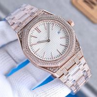 Handgefertigt mit Diamanten Watch Mens Automatische mechanische Uhren 41 mm mit Diamantstahl Sapphire Business Armbanduhr Montre de Luxe
