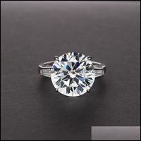 Wedding Rings Jewelry Luxury 12X12Mm Imitation Moissanite Ro...