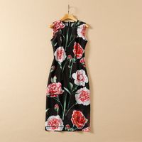 Платье Милана взлетно-посадочная полоса 2022 весна лето o шея печать моды дизайнер сарафана бренда та же стиль платье 409-3