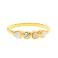 Wedding Rings Beautiful Cute Simple Gold Color Ring White Fire Opals Inlaid CZ Finger For Dainty Women Delicate Jewelry High Quali2766