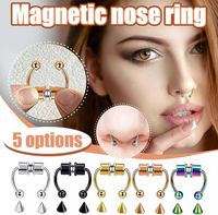 Non Piercing Popular Nose Ring Jewelry Magnetic Septum Clip Horseshoes Ear Nose Hoop Ring stainless Steel Magnet Nostril Punk Earrings