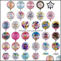 Événement de décoration de fête Supplies festives jardin en gros de 18 pouces Balloons d'anniversaire 50pcs / lot en aluminium dht5a