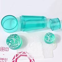 Nail Art Decorations Silicone Stamper Seal With Scraper Green Transparent Manicure Stamping Too