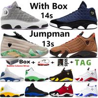 2022 مع Box Jumpman 14 OG 14S Mens Basketball Shoes Fortune Hyper Royal High 13 13S Houndstooth French Blue Lucky Green Gen Sport
