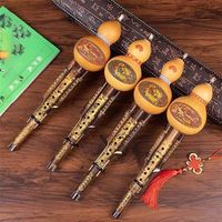 Kinesisk handgjorda Hulusi Black Bambu Gourd Cucurbit Flute Ethnic Musical Instrument Key of C med Case for Nybörjarmusikälskare261x