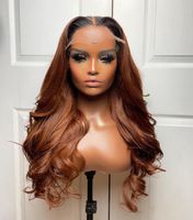 Lace Wigs Brown 360 HD Glueless Frontal Body Wave 13x4 Front Human Hair Wig Transparent Brazilian Remy Loose Ombre 1B Ginger