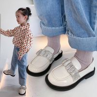 Zapatos de cuero de niñas al aire libre atléticas 2022 Rinestono Princesa Casual PU Fashion Children Flats 26-36Tletic