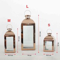Stainless steel Rose Gold lantern Candlestick European candle holders Glass candle holder romantic candle holder decoration H220419