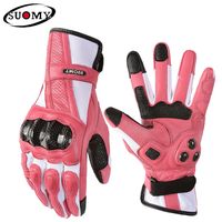 Suomy Women Pink Goatskin Motorcycle Gloves Lady Long Full Finger Scooter Electric Bike Glove Cycling Racing Motocross Luvas XS 220613