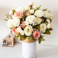 Fleurs décoratives couronnes 30 cm fleur artificielle de soie pour décoration en rose blanche fête de mariage bouquet salle de bricolage simulation de bureau bricolage