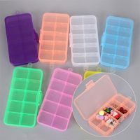 Cajas de almacenamiento Bins 10 Gridas Joyas de plástico Píldoras Píldoras Contas de arte de uñas Caja de contenedor transparente ajustable Rectángulo