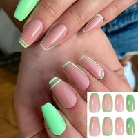 24Pcs Candy Colorful Ballerina Fake Nails Art Tips DIY Abstract Pattern Design UV Gel Full Cover Manicure Press on Nail Decor2445