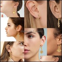 Dangle Chandelier Earrings Jewelry 18K Gold Drop For Women Ethnic Cross Heart Flower Eye Star Charms Hoop Earring 2021 Fashion Set Deliver